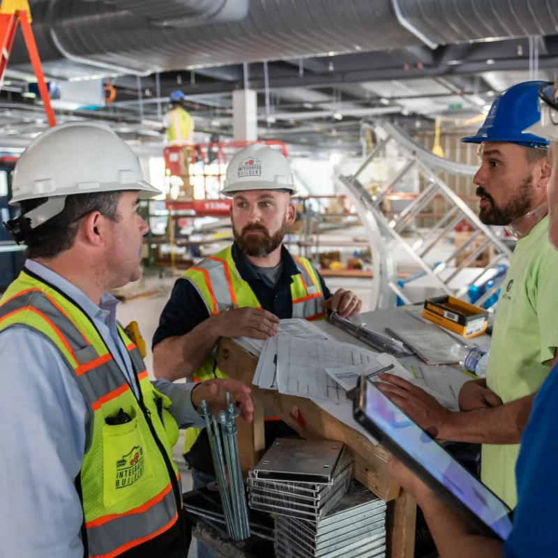 John Concannon and employees at construction site