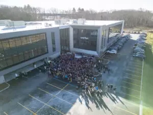 Werfen ribbon cutting aerial